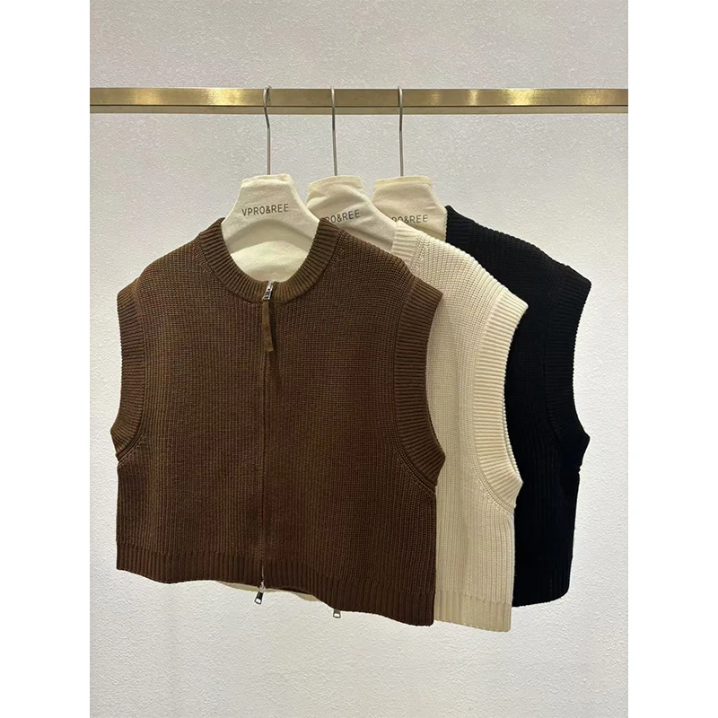 圆领开衫坎肩羊毛马甲0979