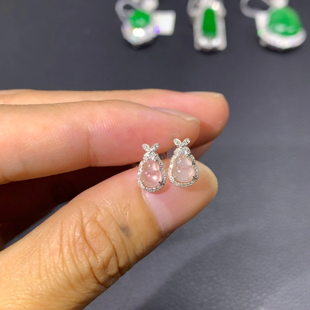 翡翠18K金镶嵌耳饰翡翠