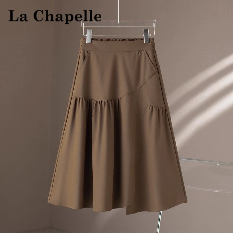 拉夏贝尔半身裙百搭A型半裙A字显瘦遮肚高腰a字裙高腰时尚