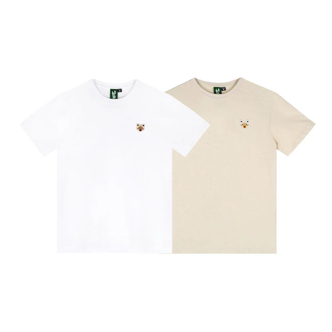 MCREW WILDNESS系列简约刺绣logo白色卡其色纯棉圆领短袖T恤
