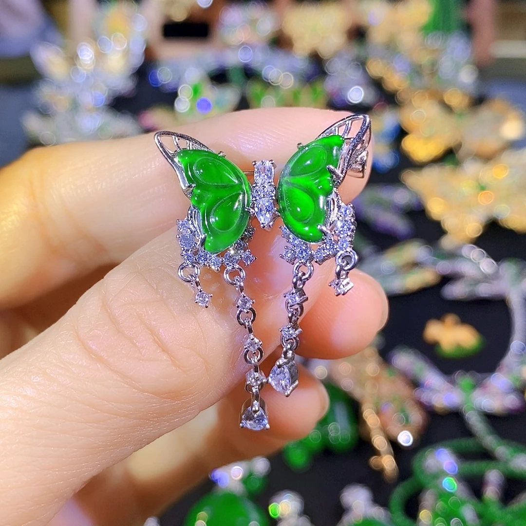 吊坠(不含链)银S925镶嵌翡翠