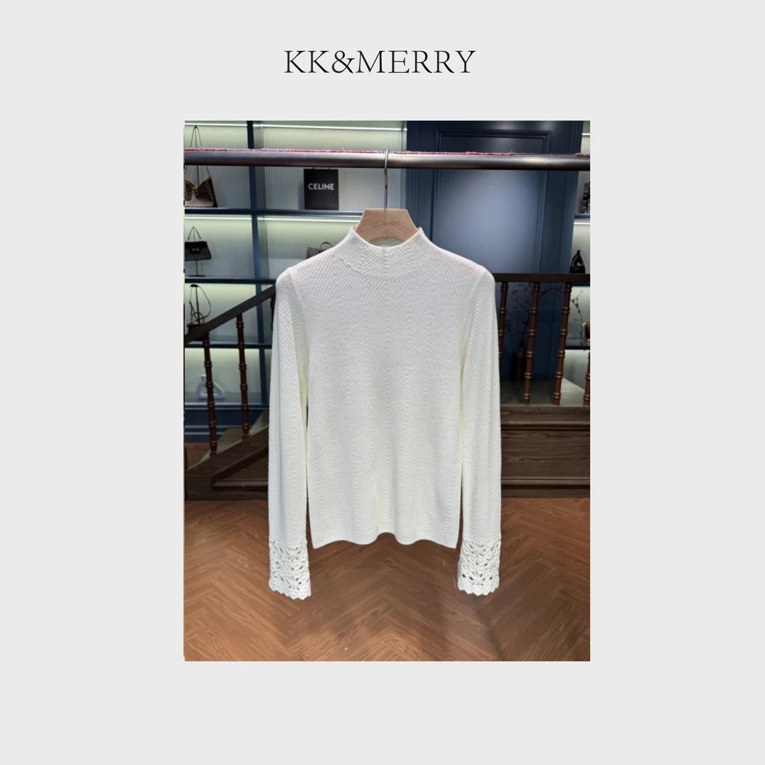 KK&MERRY百搭简约法式长袖半高领套头显瘦针织衫KDKW1819