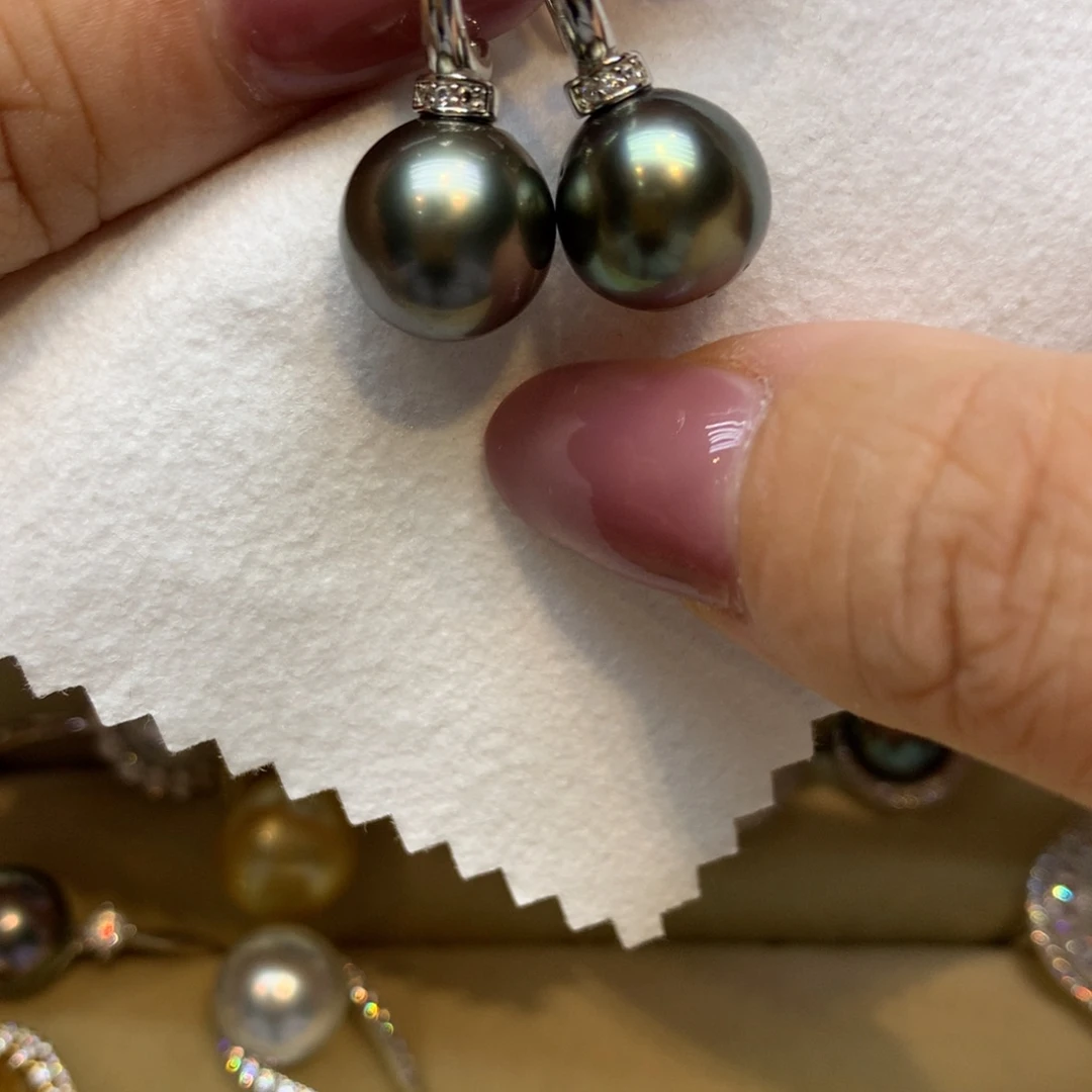 银S925镶嵌耳饰海水珍珠