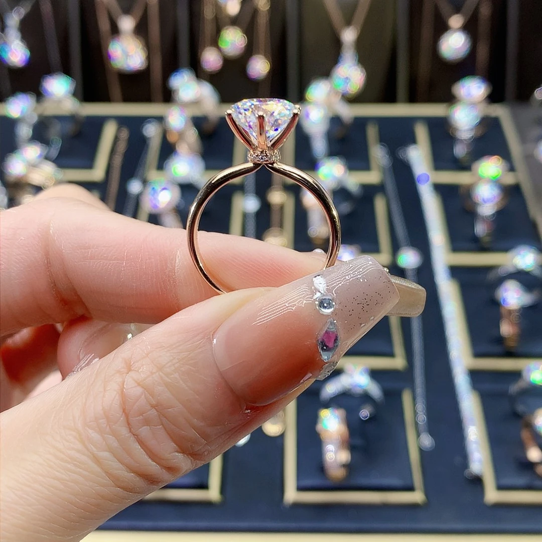 合成碳硅石（莫桑石）戒指/指环18K金镶嵌邱*