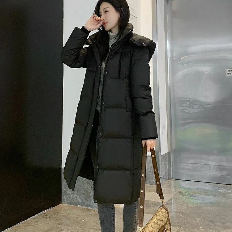 小个子定制款黑色棉服女2025年新款黑色直筒女装百塔加厚外套