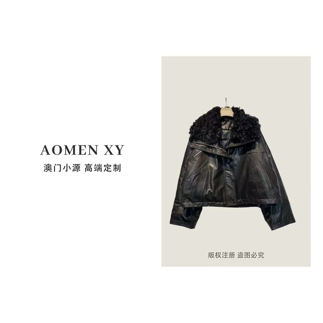 8559高奢女款时尚上衣（牛皮配鸭绒配羊毛毛领）2529