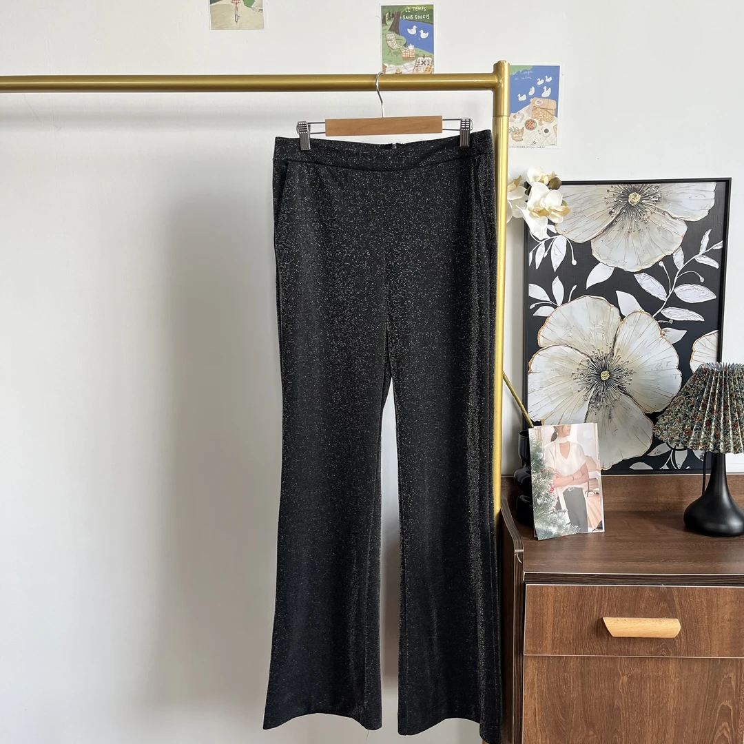 亮片高腰高弹力休闲裤25042507