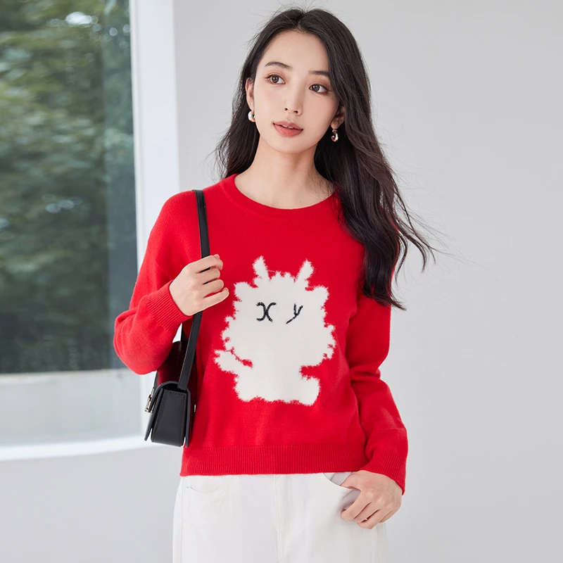 【丽公主】1005毛针织衫 香影本命年毛衣女套头秋冬季新款