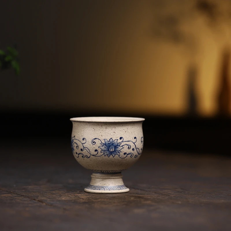 | 羊脂白段紫砂  青花郁金香杯 融中西器韵承古艺新风