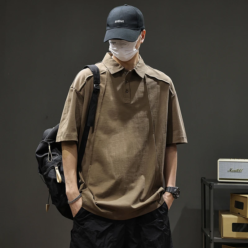 100%棉高级感Polo衫男款短袖重磅280克夏季百搭大码宽松体恤衫潮T