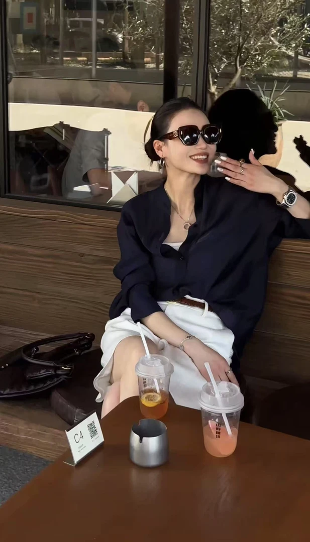 L'U'R/YI'YAO【蓝色忧郁】夏季时尚休闲设计高级感防晒凉感衬衫9902