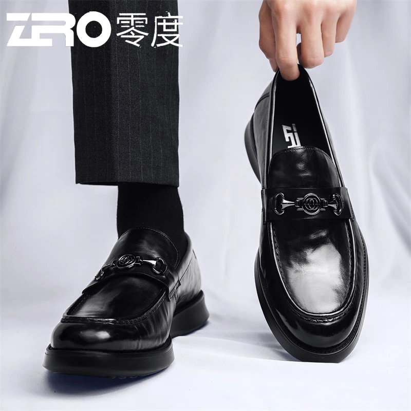 ZERO零度男鞋冬季新款正装皮鞋男商务休闲男士增高通勤乐福一脚蹬