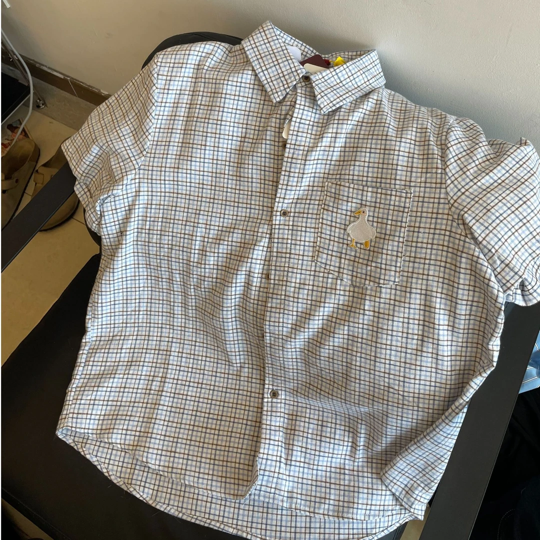 鸭子小奶狗配色格子衬衫  男女同款 首单30件！搞！