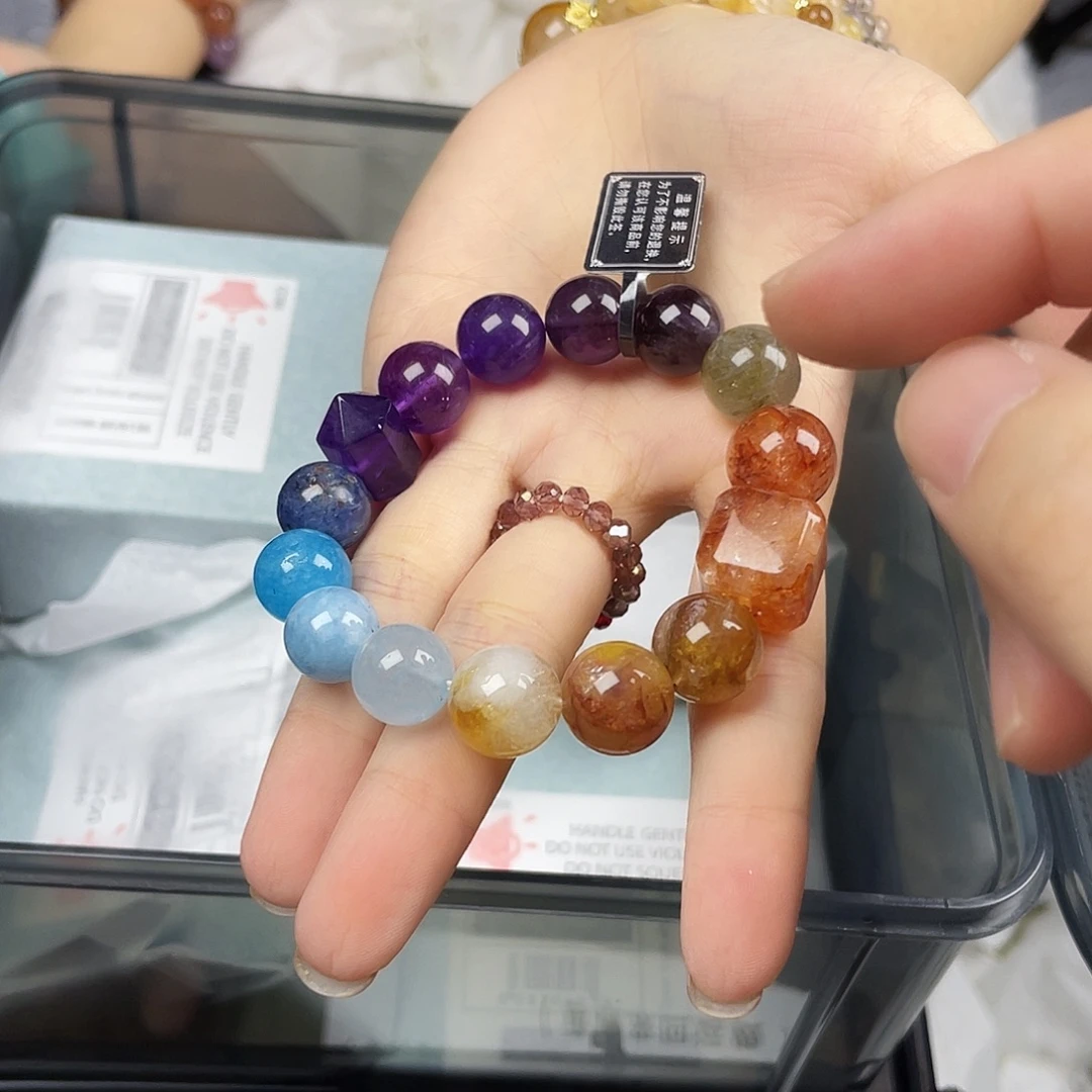 手串水晶银S925镀金镶嵌
