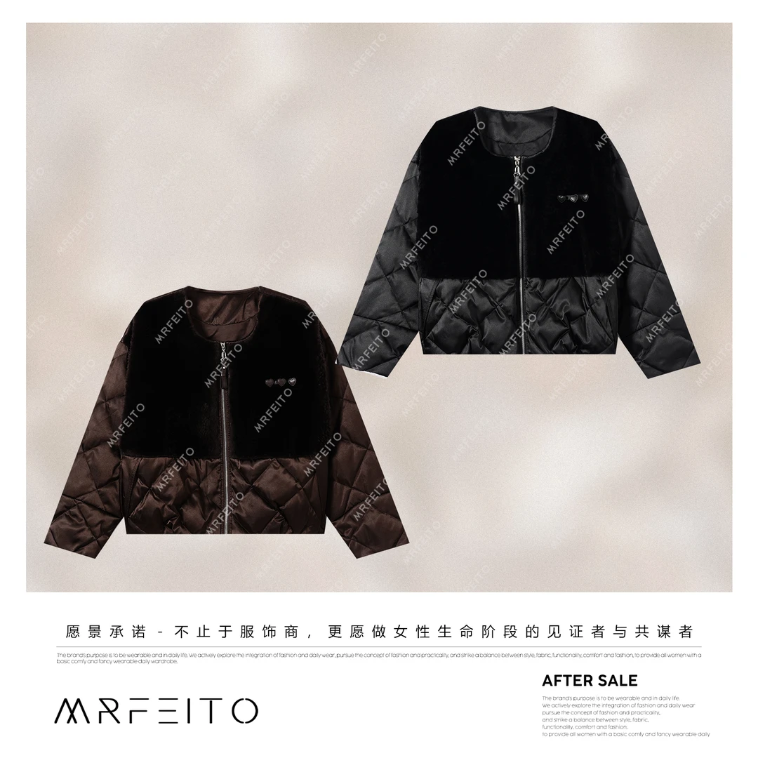 MRFEITO【斯嘉丽】初剪羊毛拼接鹅绒羽绒服H97YR02D35390