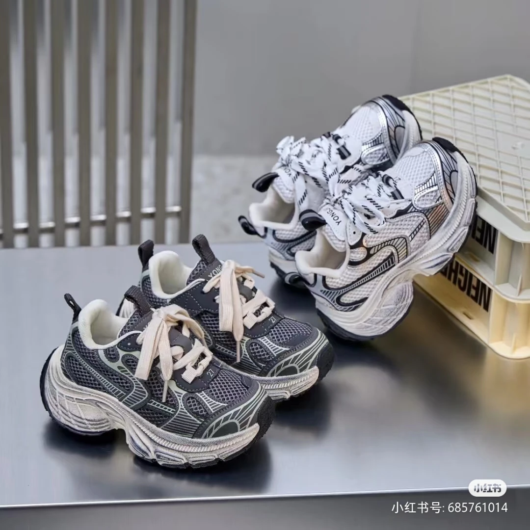 春秋网鞋中大童透气运动鞋休闲鞋老爹鞋女男女童