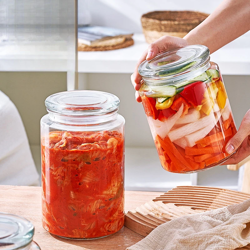 加厚玻璃泡菜茶叶罐糖果罐密封罐厨房收纳整理瓶储物罐玻璃瓶透明