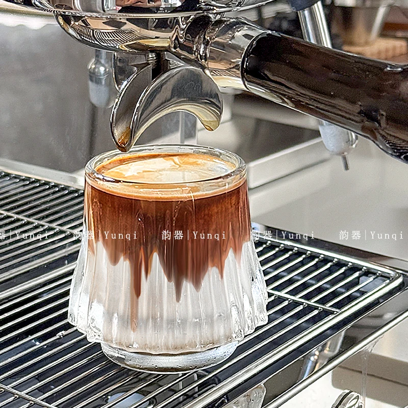 韵器ins咖啡玻璃杯轻奢精致复古美式浓缩拿铁杯高级感冷饮火山杯