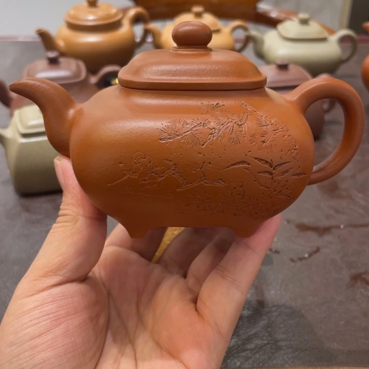 惠***品茶壶紫砂四方传卢手工刻绘，不退