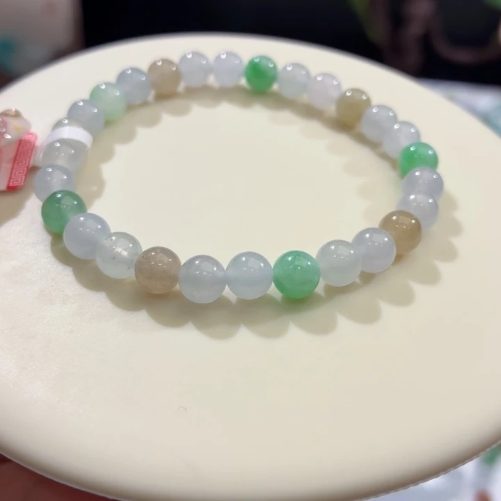 翡翠未镶嵌手链冰胶多宝卡6.8