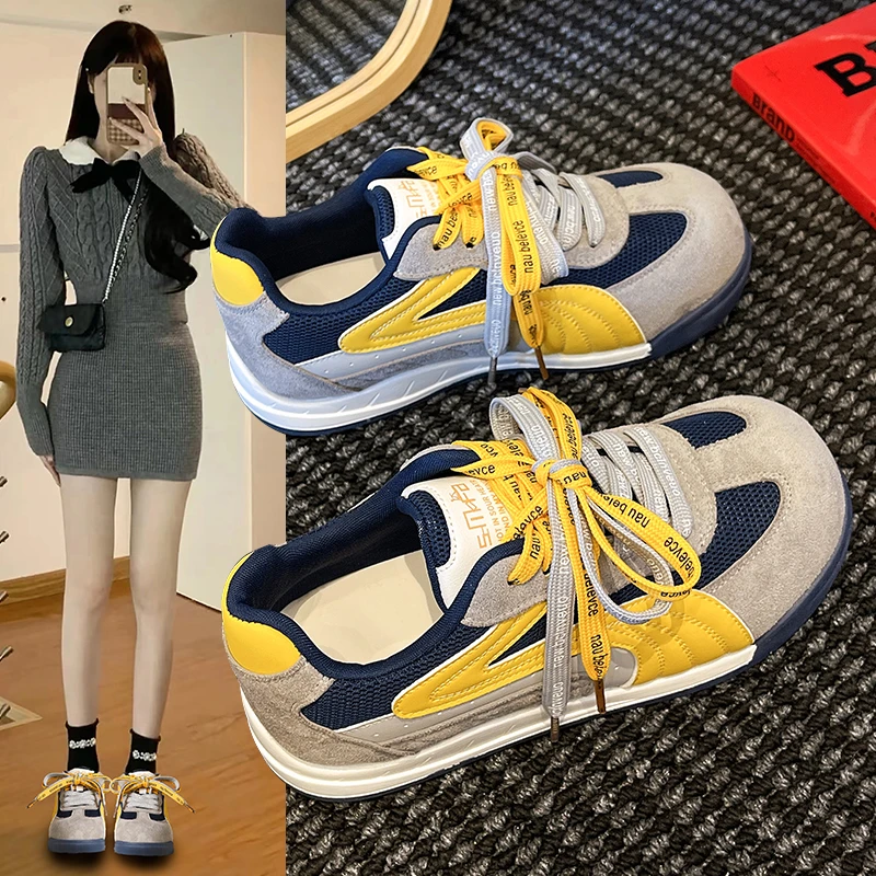 爆款复古网面透气德训鞋女2025夏季新款百搭休闲平底轻便阿甘鞋女