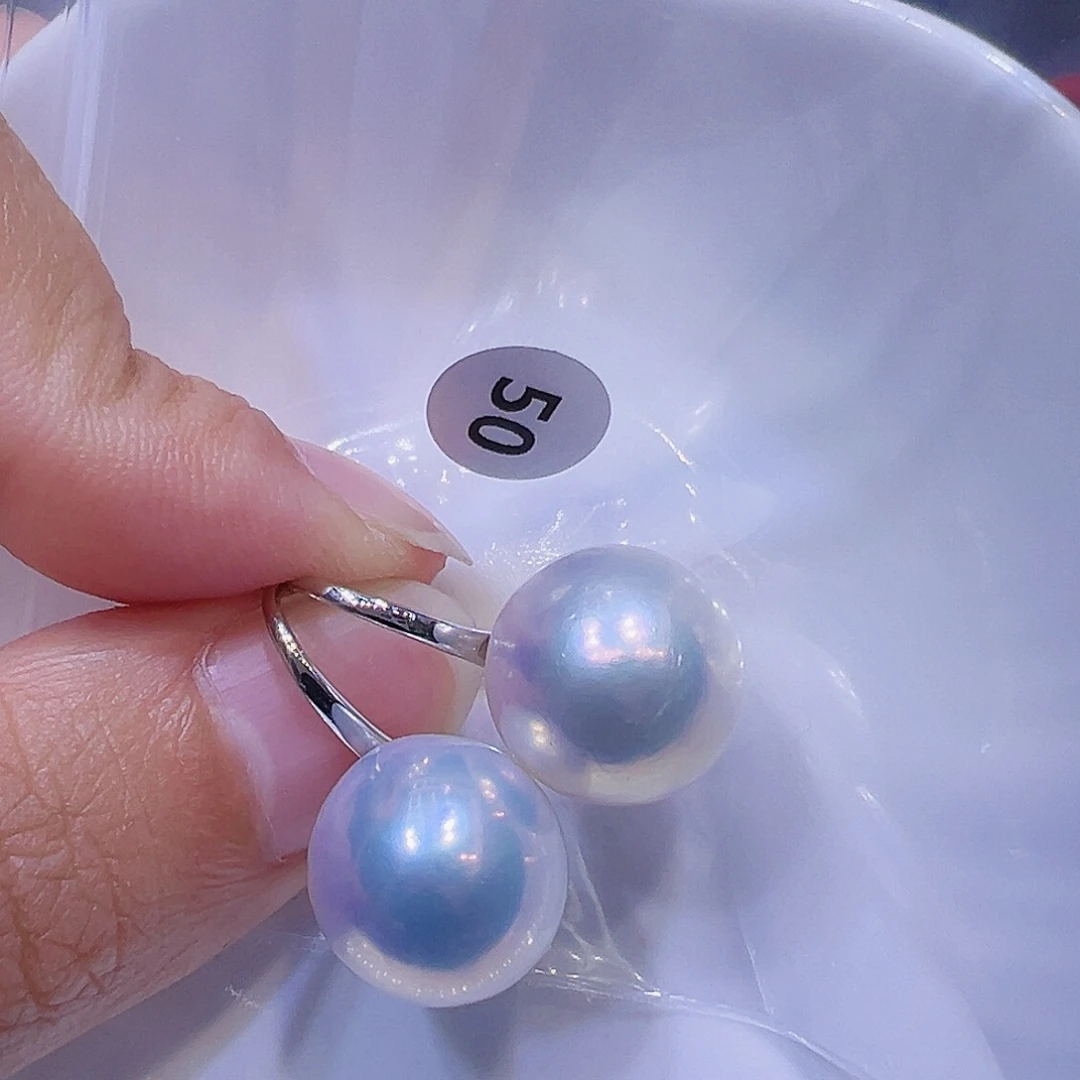 紫***铃耳饰淡水珍珠银S925镶嵌