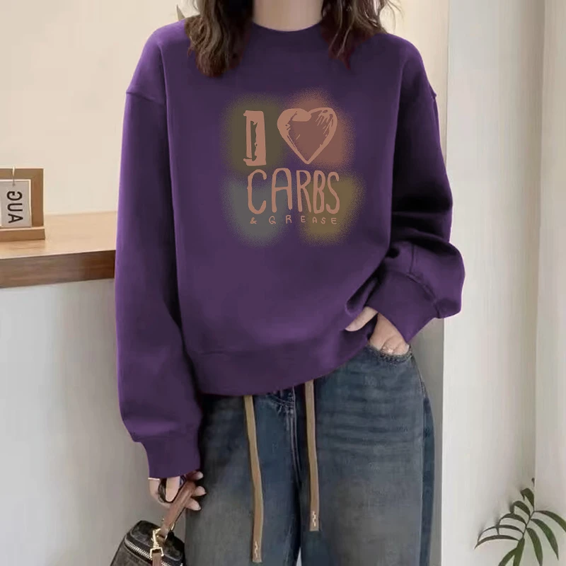 圆领套头打底衫加绒加厚卫衣女2025秋冬新款宽松韩版外套春秋薄款