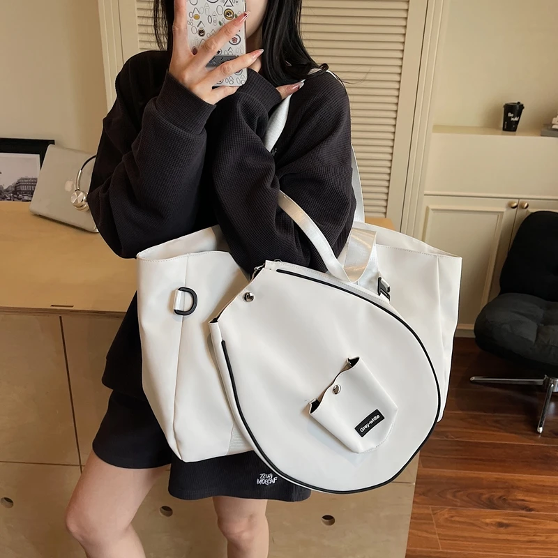 可以拆卸羽毛球网球拍小挎包大容量旅行单肩托特包防水运动背包女