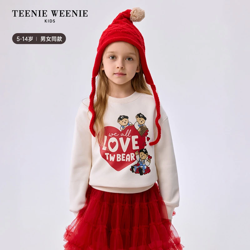 TeenieWeenieKids【新年款】男女童圆领印花加绒卫衣TKMA255171I