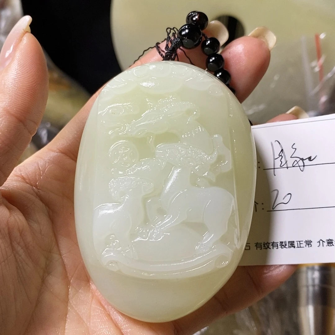 石材周**食古青石手把件