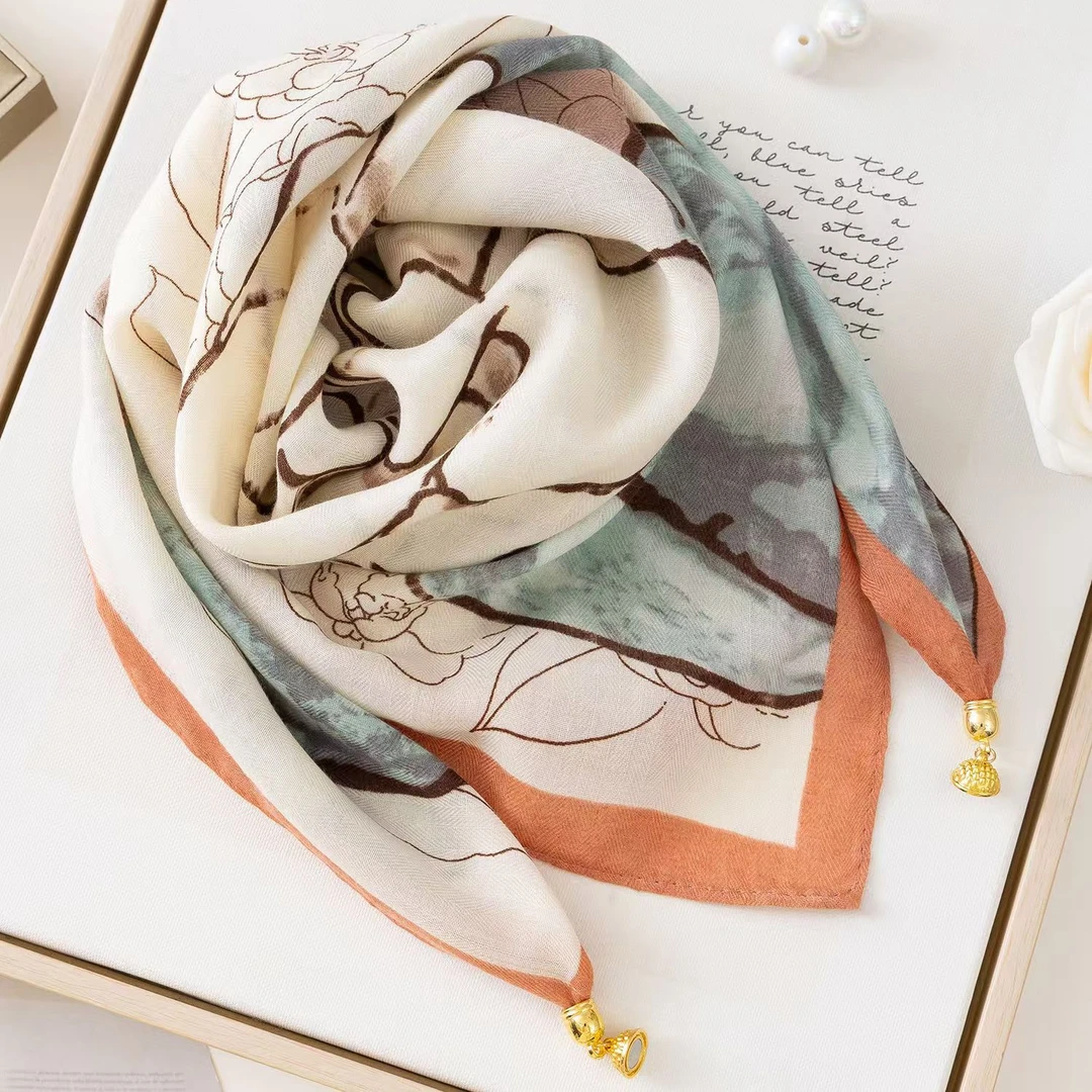 2025新款保暖方巾磁吸扣三角丝巾棉围巾女春秋冬洋气围脖