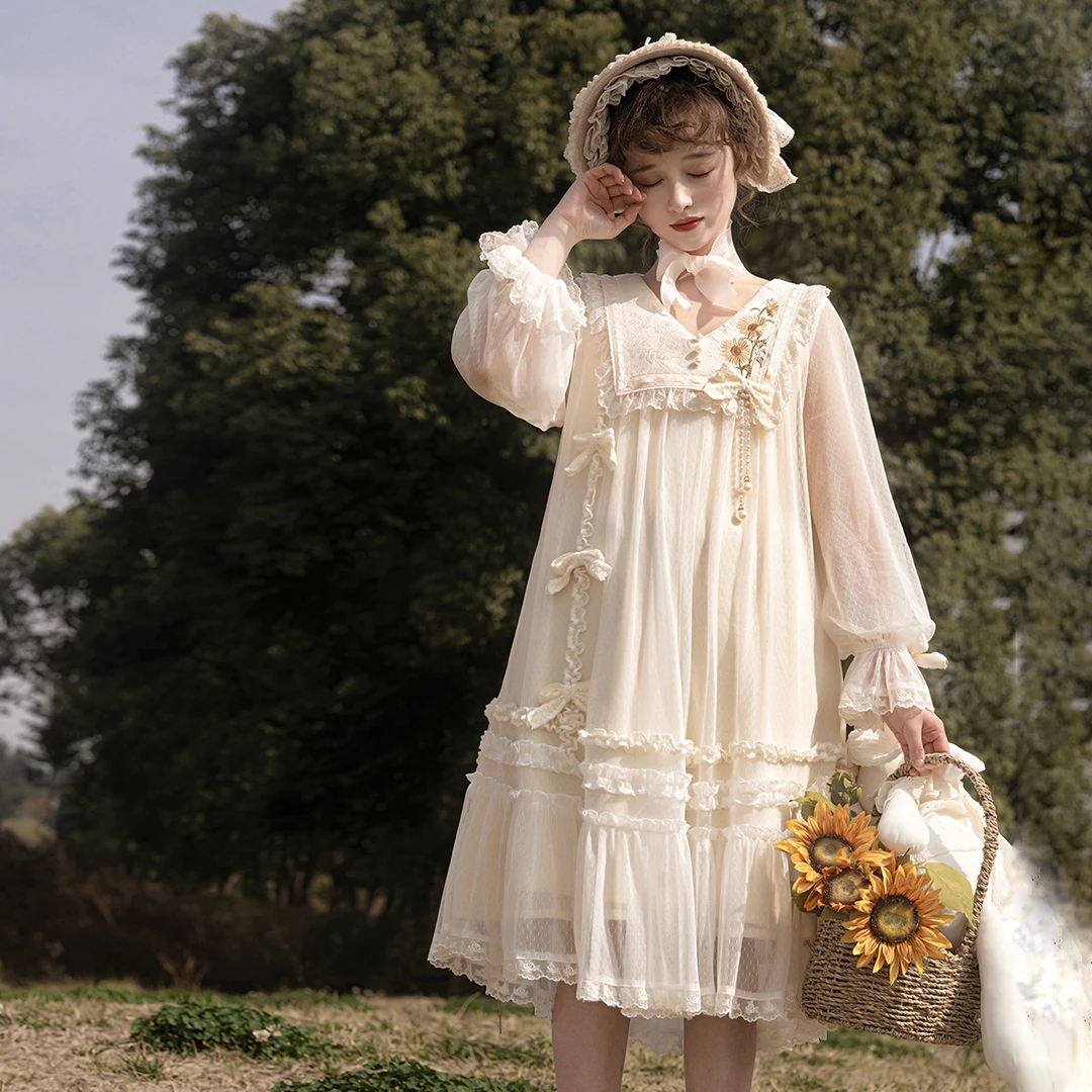 【向日葵日记】原创lolita日常op长袖连衣裙春秋