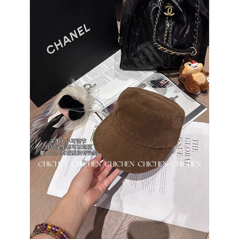 CHICHEN-中古风平顶帽女春秋时尚显脸小马术帽