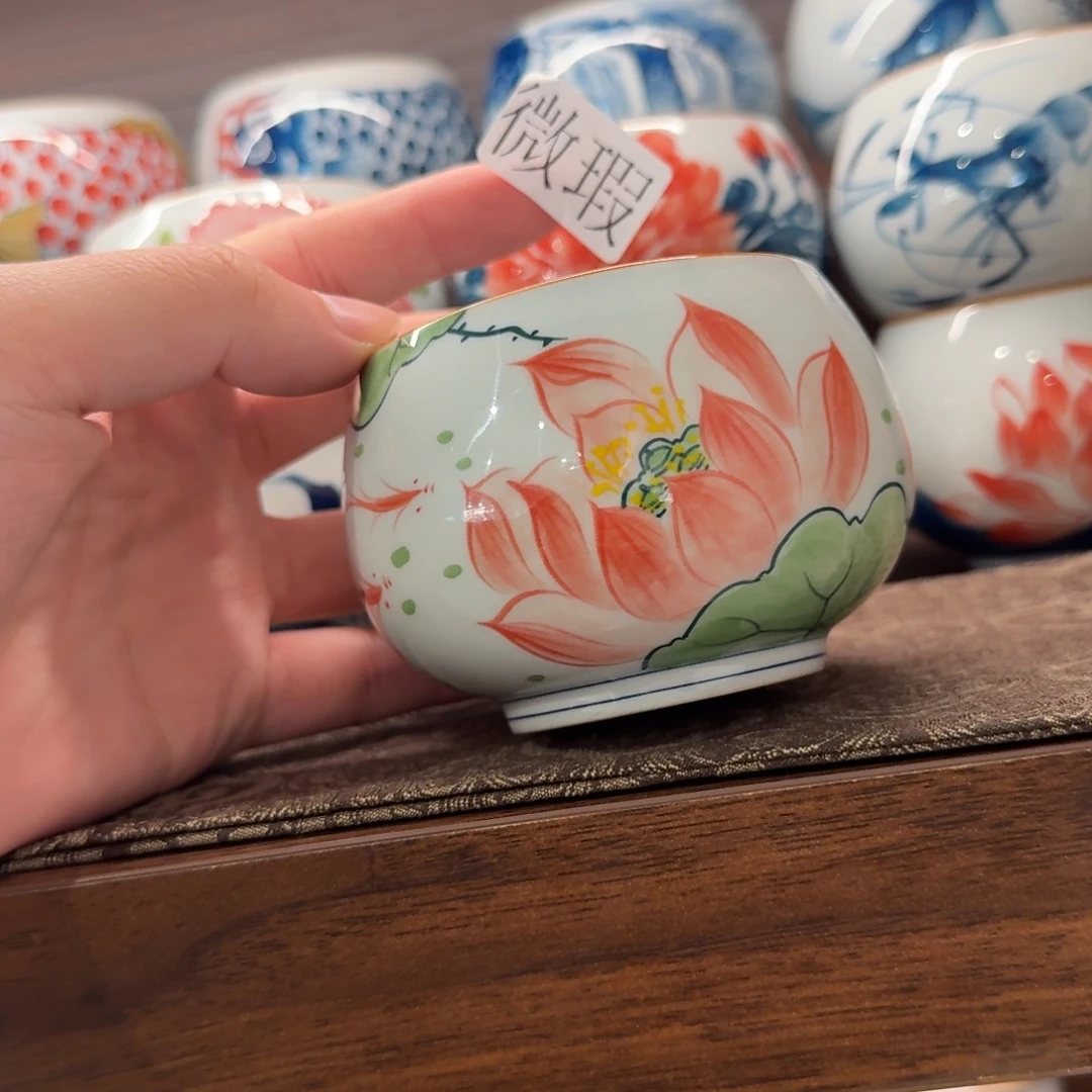 釉下手绘茶具微瑕