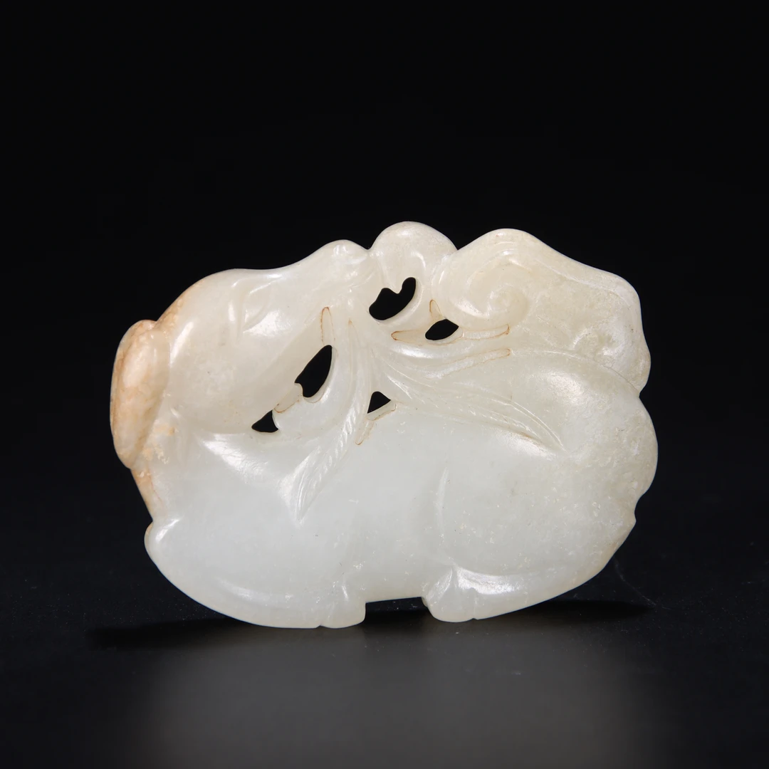 明和田玉如意玉犬-LM