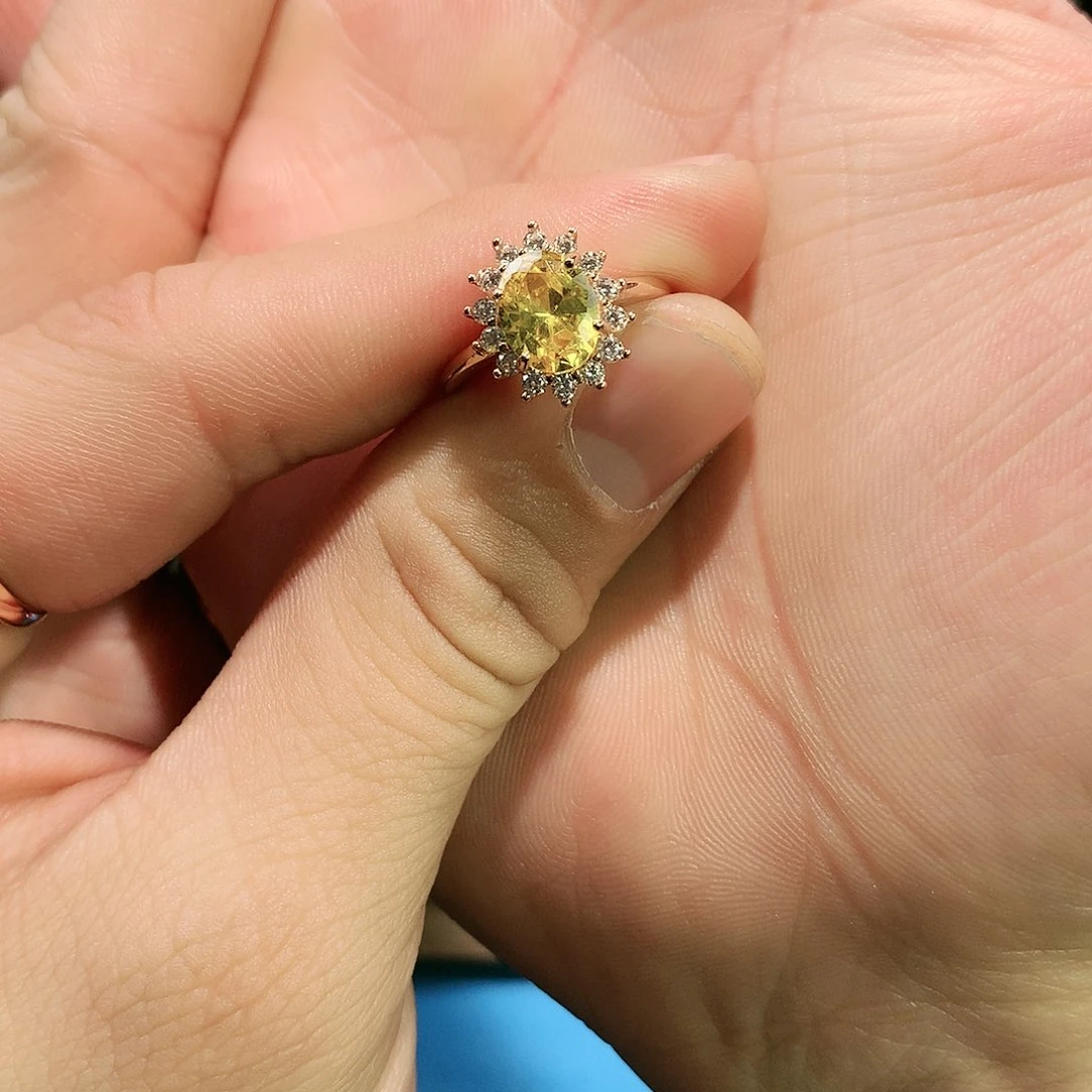 黄晶戒指银S925镶嵌111111