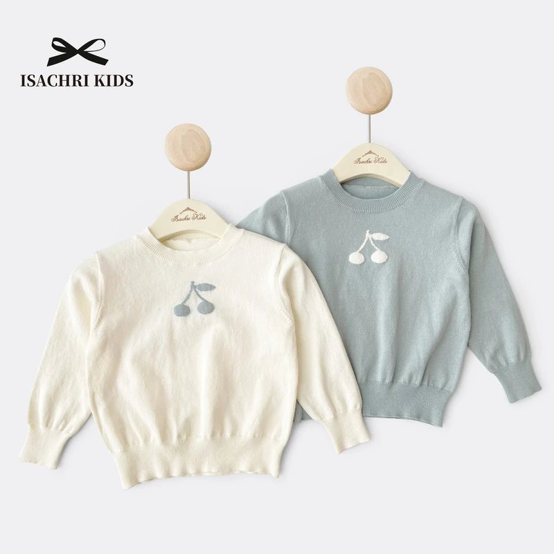 【6.18反季清】樱桃~针织毛衣圆领纯棉百搭儿童秋冬女宝 IS134