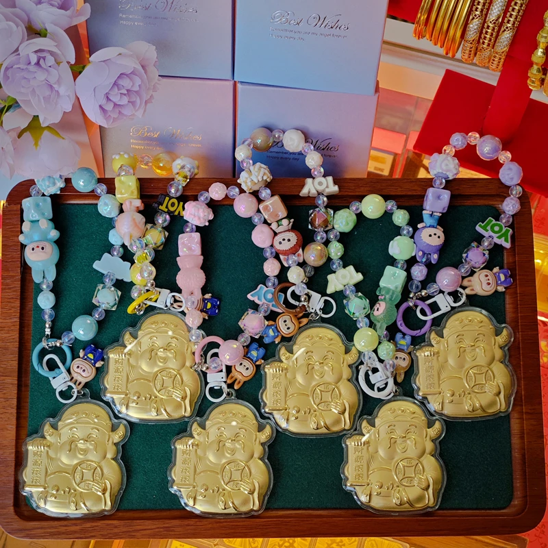 含金工艺品【水贝金店】财源滚滚手机挂饰包包扣情人节送女友礼物