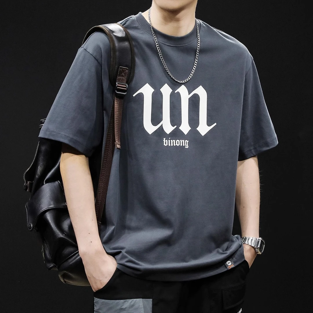 U&PURA重磅美式潮牌纯棉短袖t恤男士夏季新款宽松潮流休闲百搭T恤