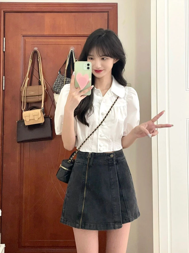 黑色短裙裤女夏季收腰显瘦设计感别致漂亮绝美法式短款