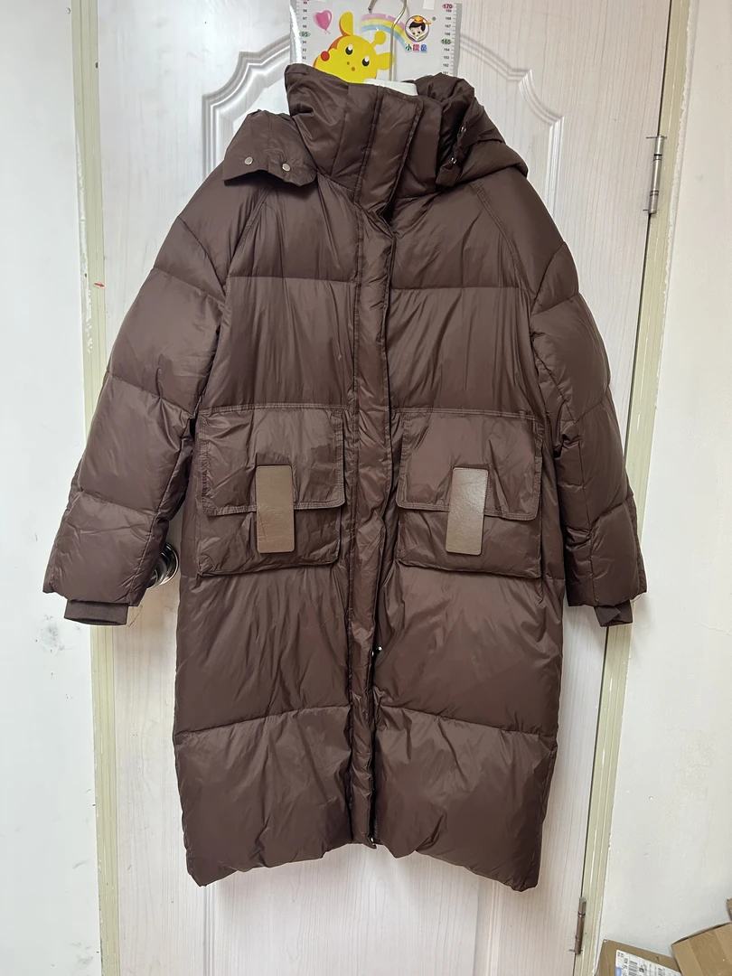 【子惠服饰】2025口袋带皮长款羽绒