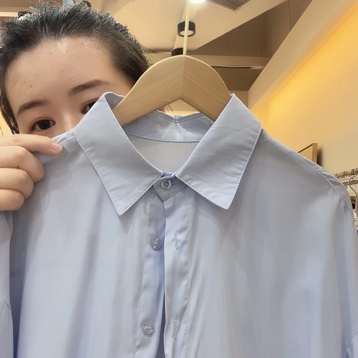 三醋酯纤维蓝色衬衣111111