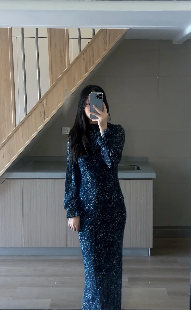 J006蓝色显气质显瘦休闲风连衣裙