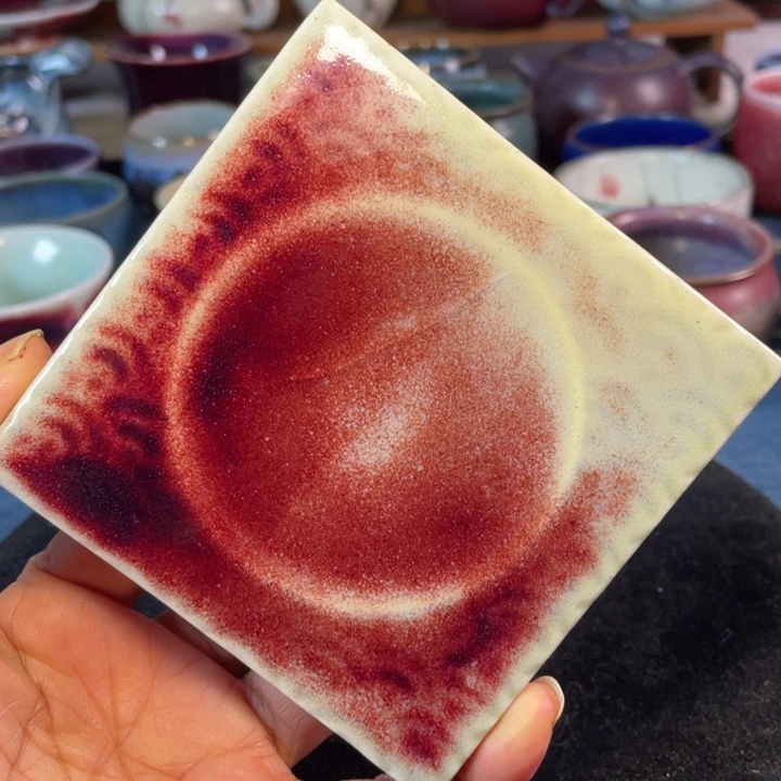 摆件钧瓷四方杯垫