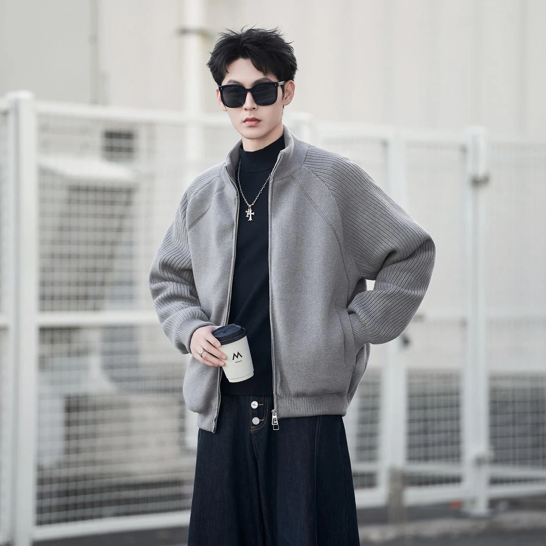 针织羽绒服男款冬季2025年新款潮流宽松个性美式时尚休闲羽绒外套