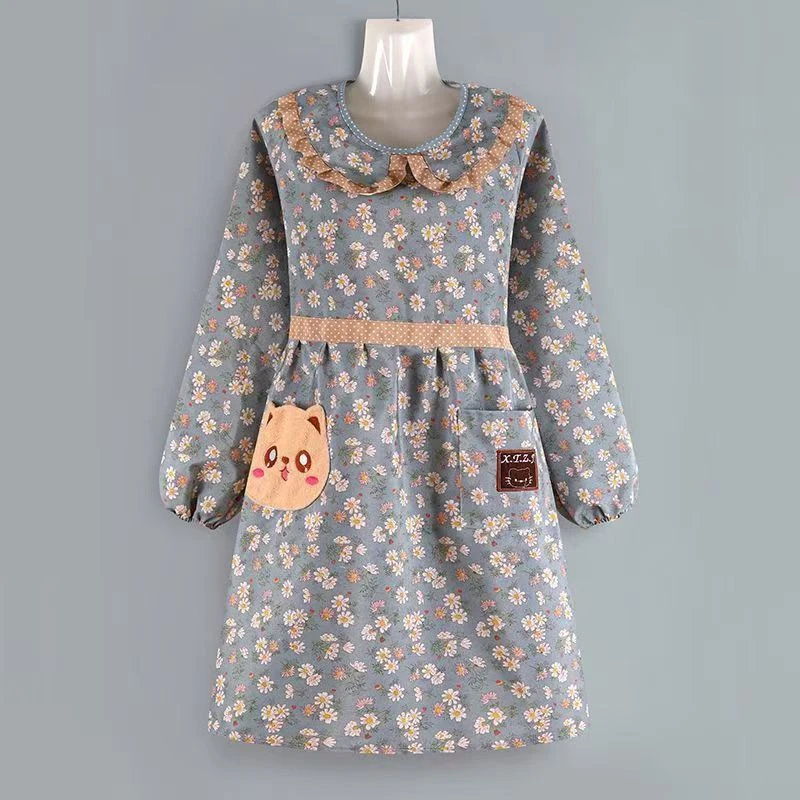 新款韩版长袖猫头罩衣可擦手家用做饭厨房上班可爱洋气