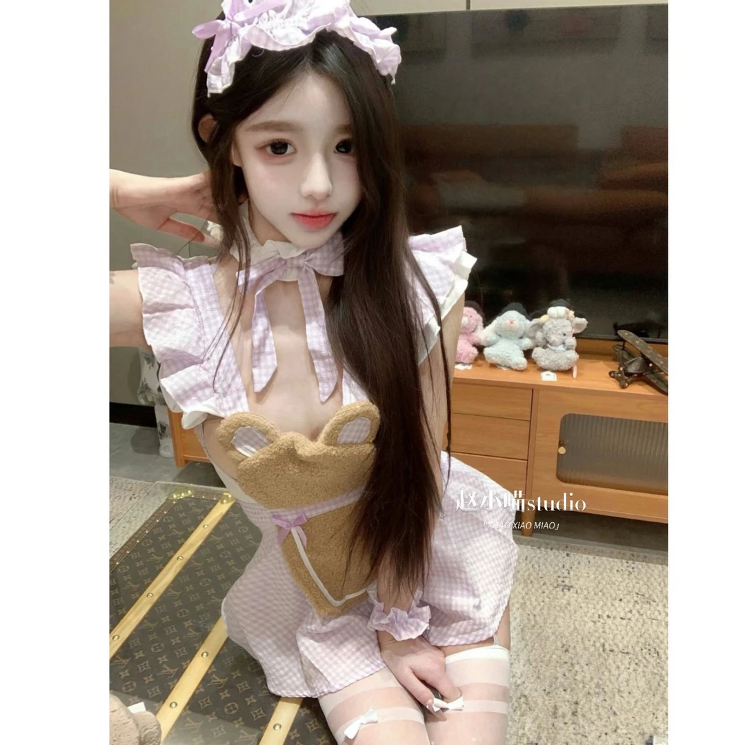 小熊厨娘新款纯欲甜美性感女仆约会睡裙女佣制服套装小熊女郎日系