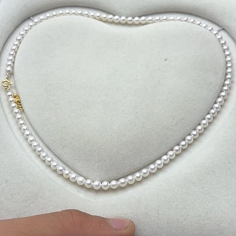 淡水珍珠珍珠项链银S925镶嵌15