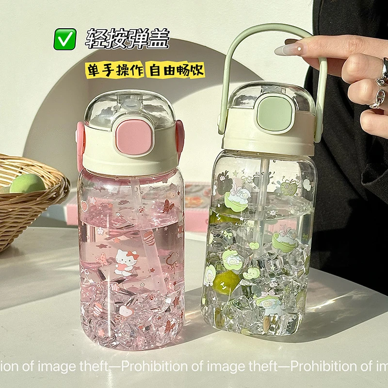 高颜值儿童带吸管塑料杯耐高温男女水杯学生上学便携耐摔家用杯子