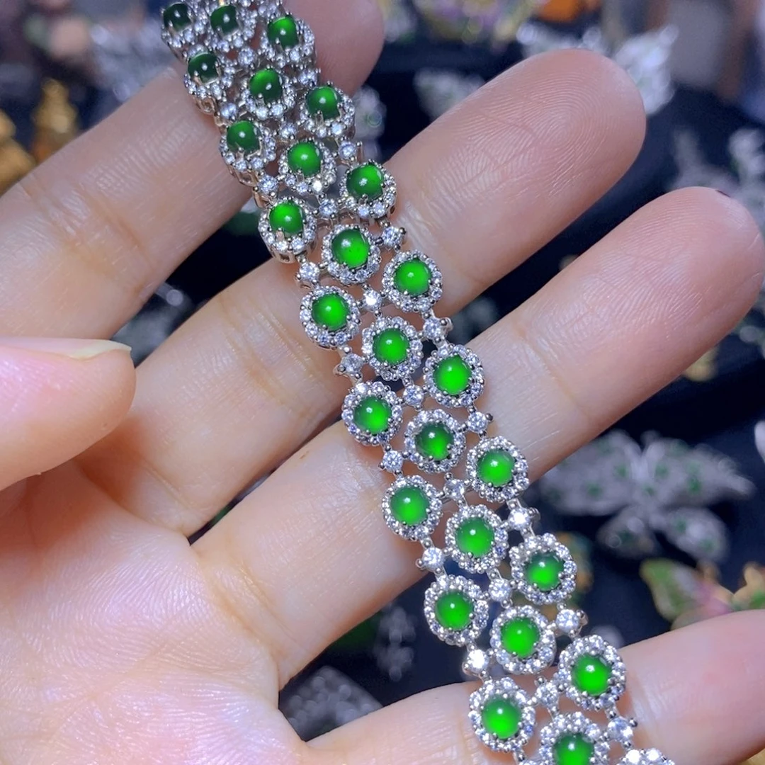 翡翠银S925镶嵌吊坠(不含链)天然翡翠